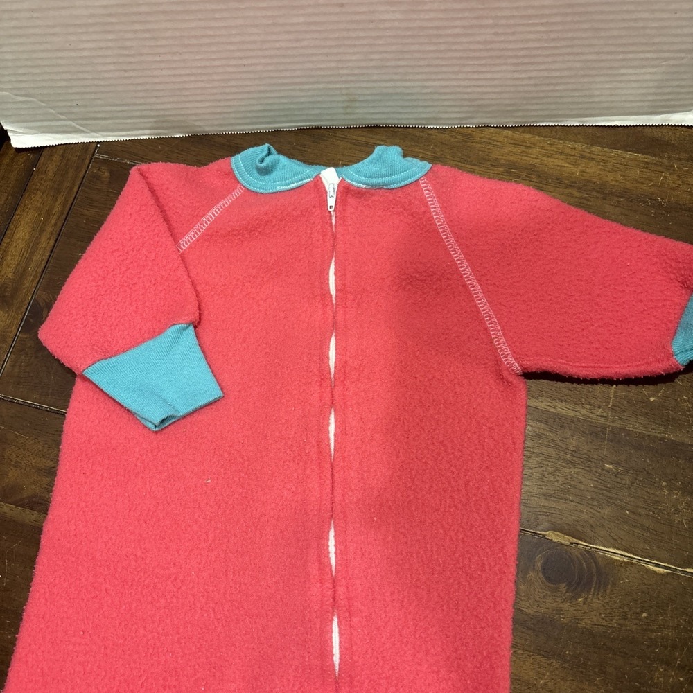 Vintage Gerber Baby Footie Pajamas Pink And Teal 1T 12 months 90s Y2K - Picture 2 of 7